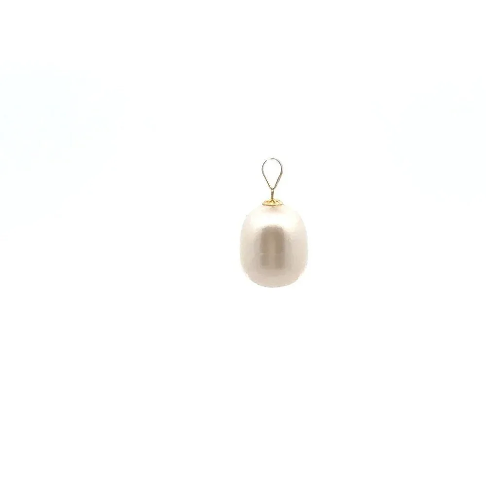 18K Gold Pendant Freshwater Pearl Irregular Shape Small - Picture 4 of 6